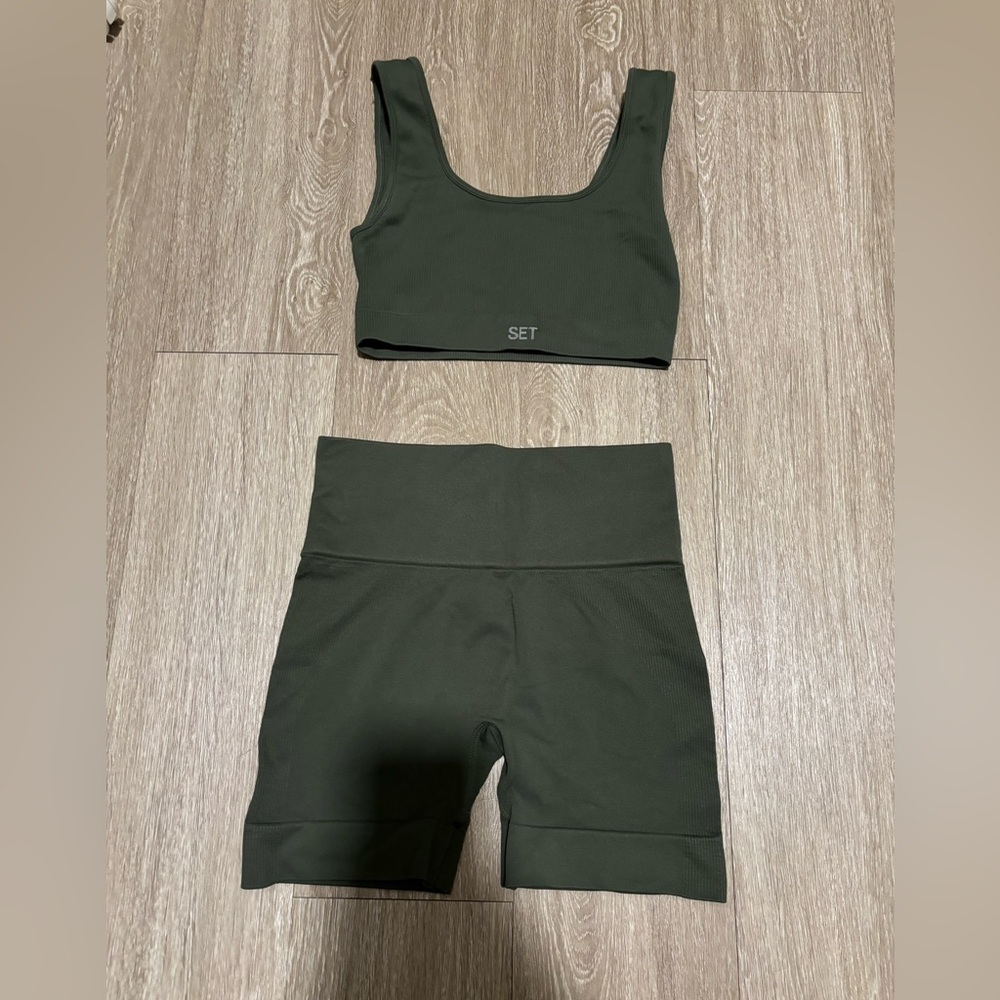 SET Active Olive Green Bike Shorts